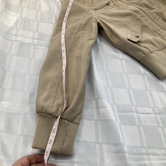 Beverly Hills Polo Club Women’s Tan Faux Leather Short Bomber Jacket Junior Xl - Picture 8 of 16